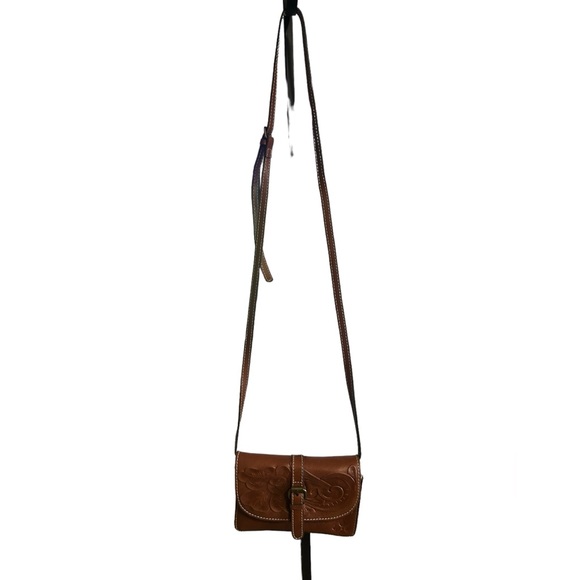 Patricia Nash Tori Crossbody Tooled Brown Leather Small See Photos For Size - Picture 3 of 15